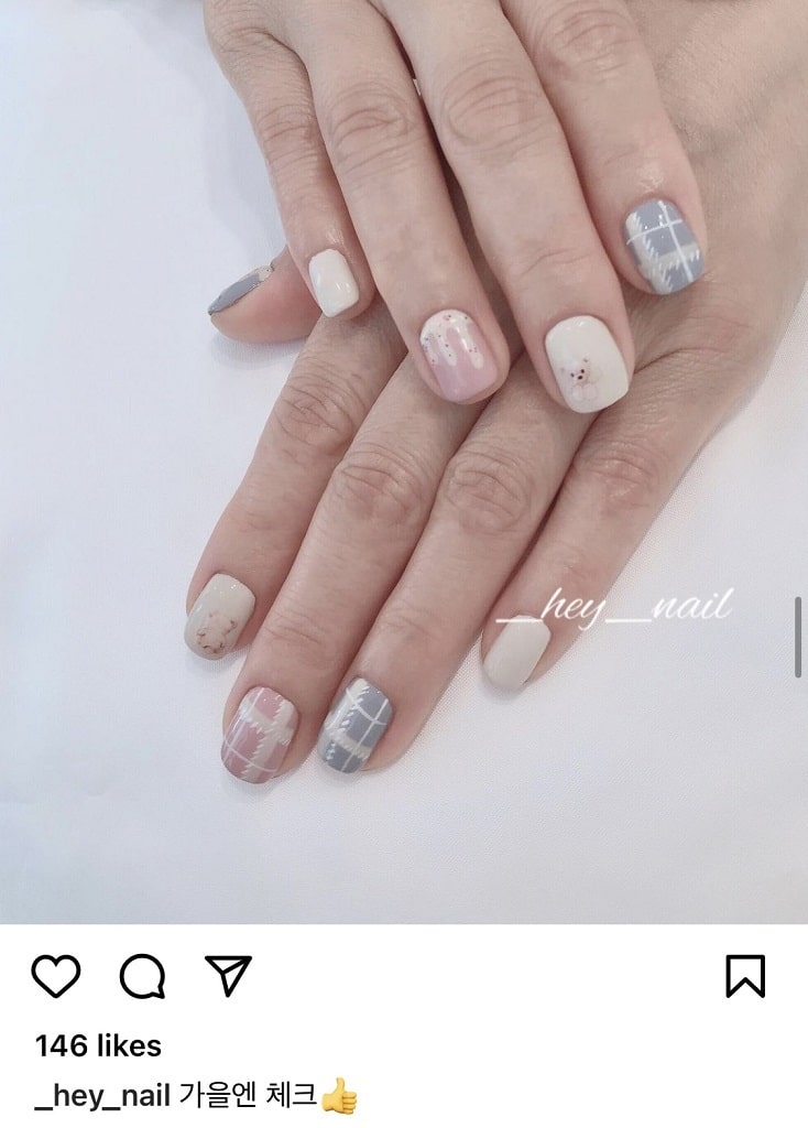 Lingua Asia Fall Cute Checkered Nails
