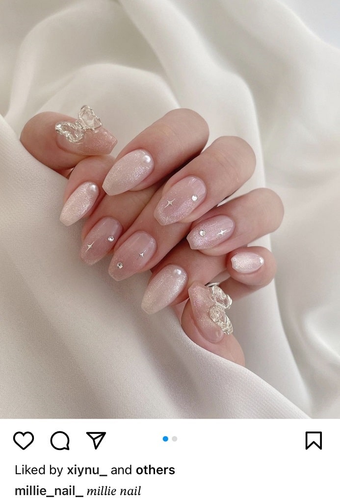 Lingua Asia Winter Gel Nails with Butterfly