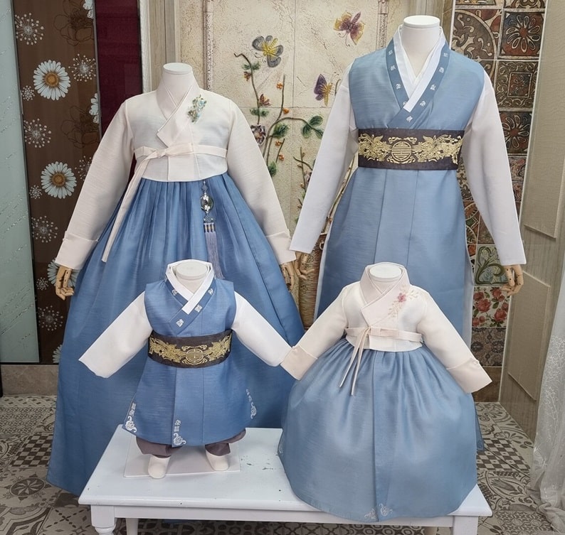 Linguasia Etsy Couple Hanbok Doljanchi Outfits for Mom and Dad
