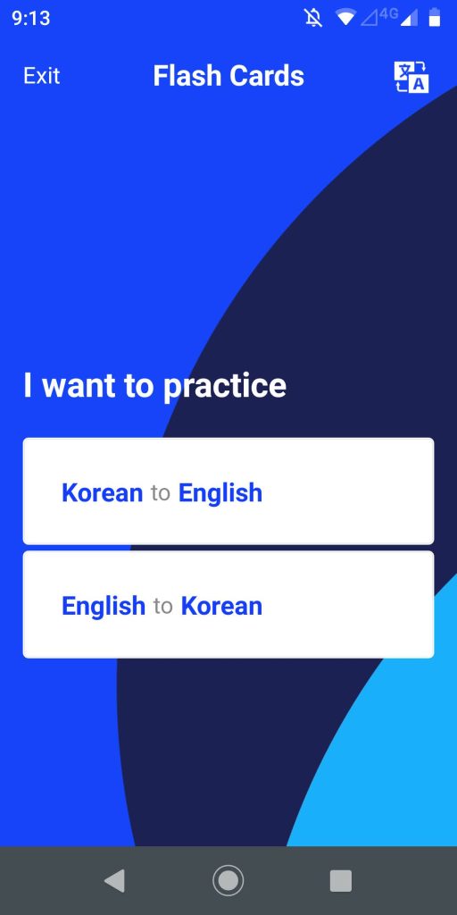 pimsleur korean flashcard menu